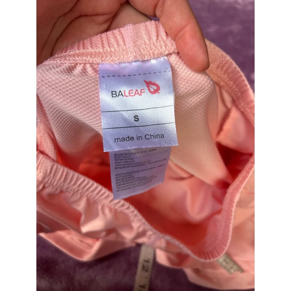 Baleaf Womens Pink Athletic Running Shorts Side Pockets Size Small Elastic Waist